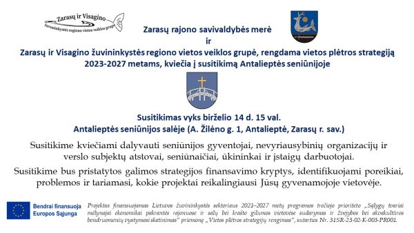 Zarasų ir Visagino žuvininkystės regiono VVG kviečia į susitikimą Antalieptėje